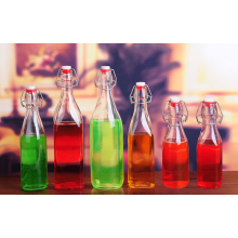 Empty glass olive bottle,clear oil bottle,vinegar bottle with buckle lid.